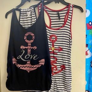 2 LOVE anchor maternity tanks